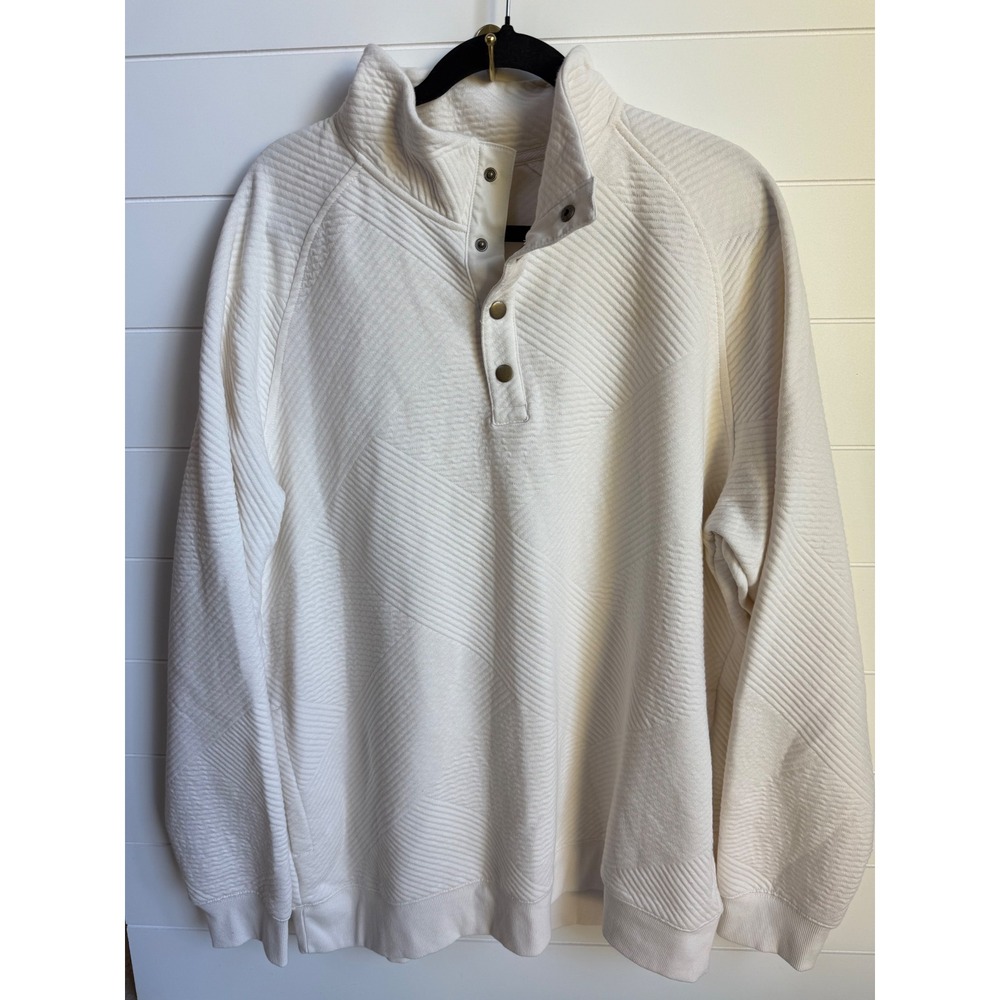 Goodfellow & Co Mens Ivory Quilted Snap Neck Pullover Sweatshirt XL NWT